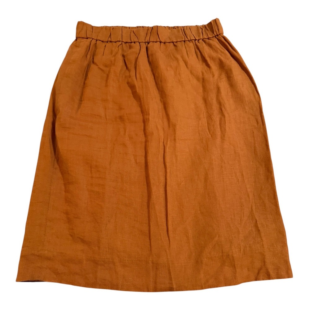 J. Crew  Rust Orange linen blend Elastic-Waist Skirt